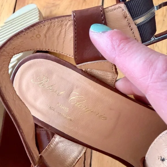 Robert Clergerie Brown Leather Wedge Sandals Size 7 Made in France - Picture 6 of 9